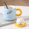 Marshmallow Animal Ceramic Cup,drinking Cup Household with Lid Spoon Underglaze Color Couple Cute Mug Microwave Oven Can Be Used