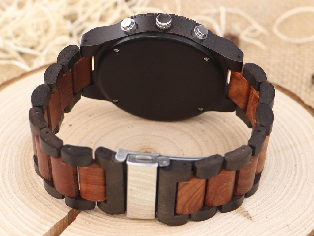 Men's Fashionable Large Dial Wooden Quartz Watch