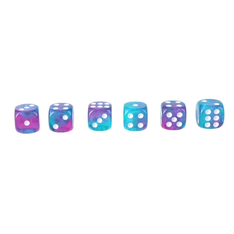 Rounds Corner Six Sided Dices Bulk, Pack of 50 Assorted Color 12mm D6 Acrylic Dices Cubes with Number Dots for Kids Use