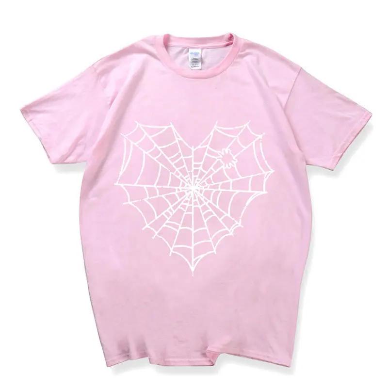 Dark Spider Web Printed Unisexs and Womens Casual Sports Tshirt Couple Modal Fabric Shortsleeved Top Streetwear Graphic Tshirts