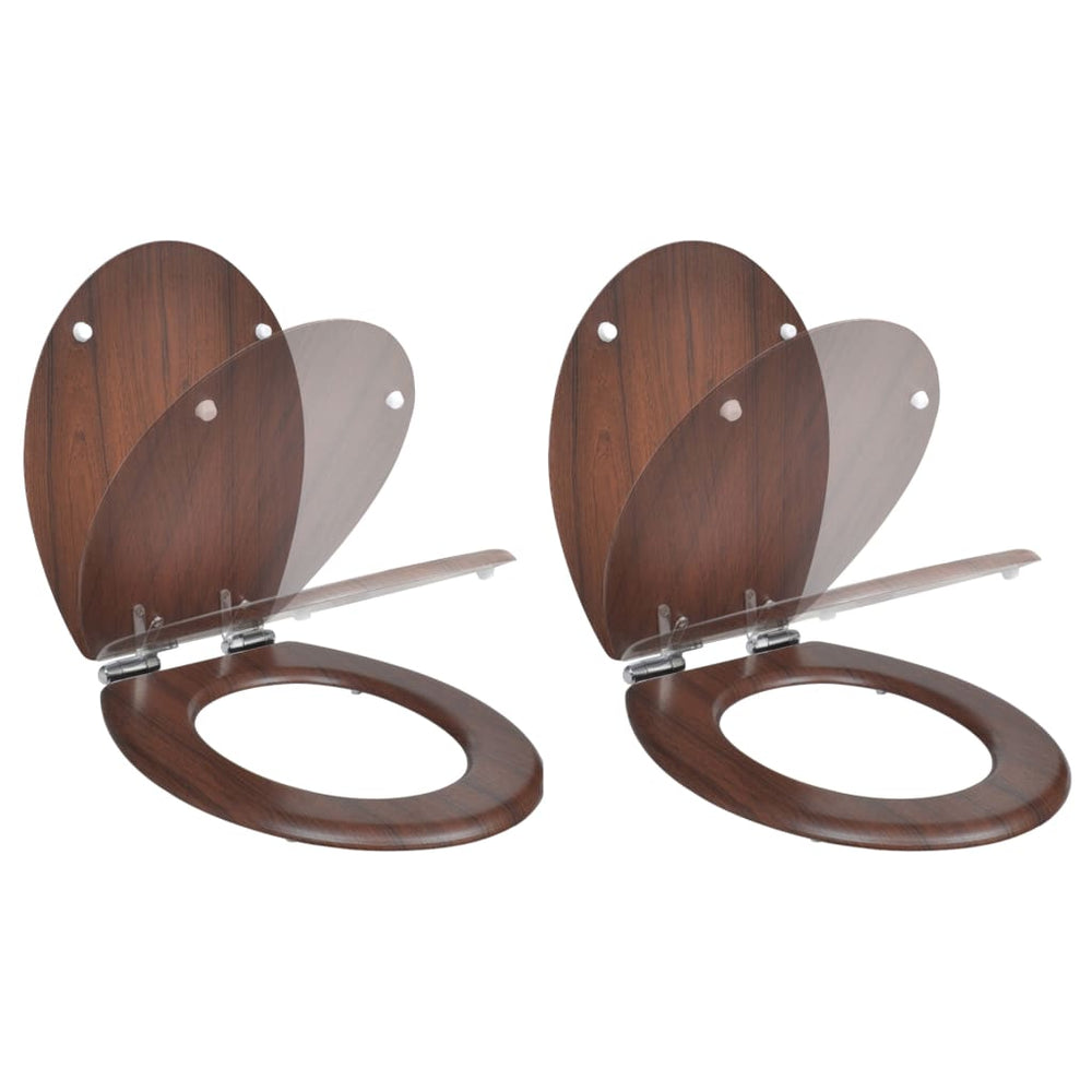 Sièges de toilette avec couvercles 2 pcs MDF Marron