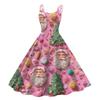 Women's Fashion Casual Christmas Print Sexy Off-the-shoulder Punk Retro Dress