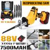 88 V wiederaufladbare Akku-Säbelsäge, 4 Klingen, Metallschneide-Holzbearbeitungswerkzeug-Set mit 1/2 Li-Ionen-Akku, Astsäge