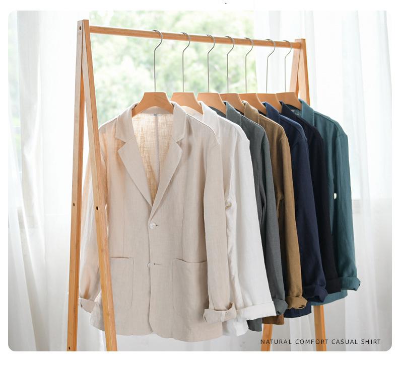 Men's Striped Short-Sleeve Casual Linen Suit for Spring & Autumn - Youthful, Handsome, and Popular (Model Y803)
