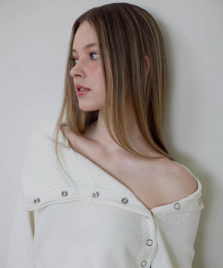 Rosefranz Fold Off Shoulder Knit [Ivory]