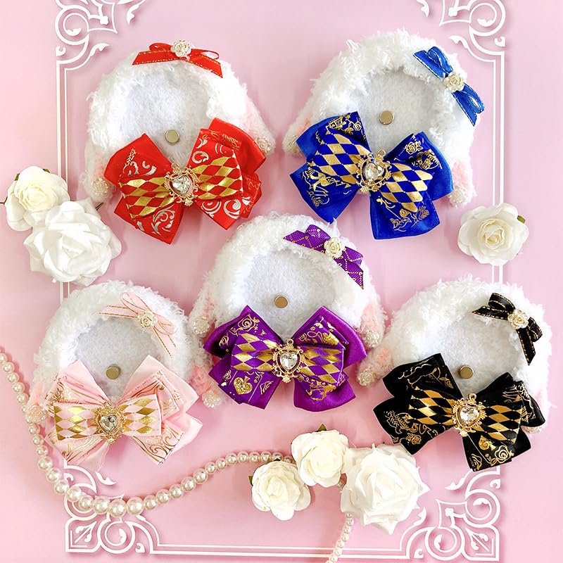 G-Trigger Fluffy Drop Ear Rosette, Rabbit, Otaku Ribbon Decoration, 57mm58mm, Pink, for Can Badges