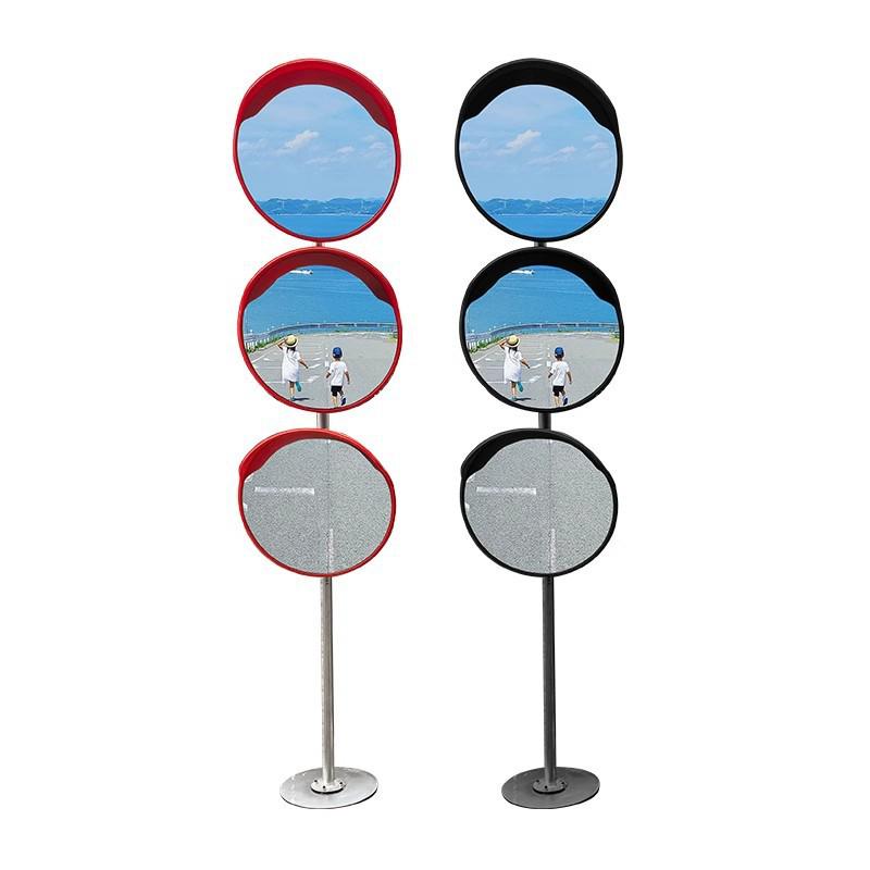 Outdoor Traffic Convex Mirror: Anti-theft Round Wide-Angle Reflective Mirror with Red Black Back