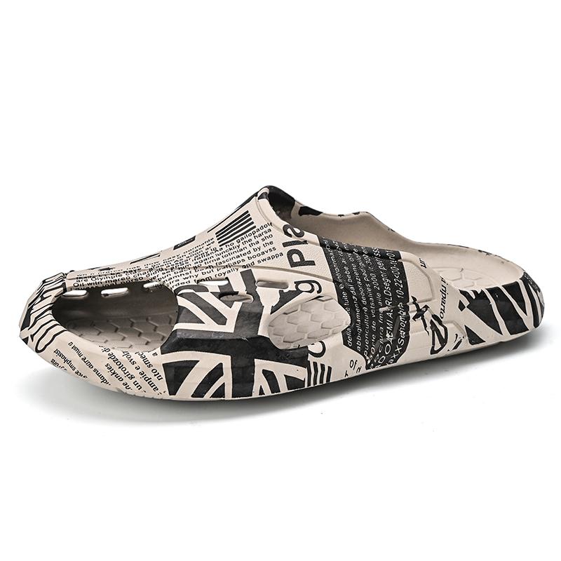 Fashion Summer Thick Bottom Patchwork Fashion Sandals Men Casual Beach Shoes Hollow-Out Garden Clogs Outdoor Slippers Can Be Decorated