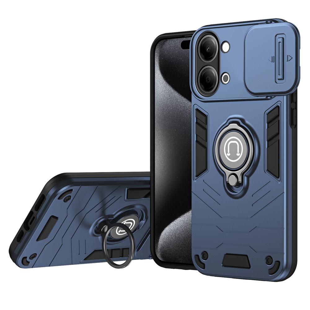 KEYSION Shockproof Armor Ring Stand Case for VIVO Y05 Slide Camera Lens Protection Phone Cover for VIVO Y11 5G Y11d Y21 5G 2026
