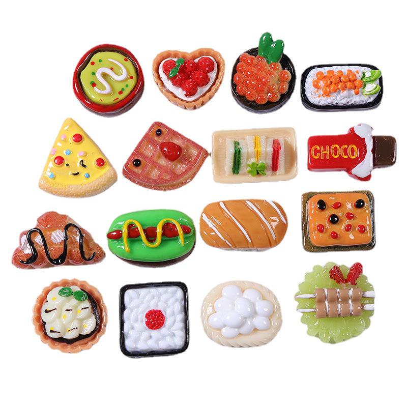 Ready-made Simulated Food Sushi Bread Pizza DIY Phone Case & Beauty Accessories for Kids Resin Jewelry