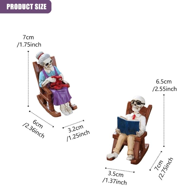 Handgefertigtes Paar auf Schaukelstuhl Harzstatue Elegante Bücherregal Dekoration Künstlerisches Geschenk Für Buchliebhaber Haus Garten