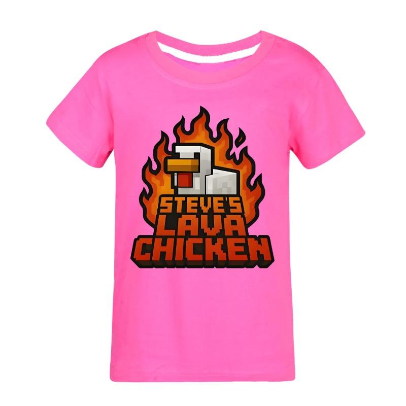 2025 Camisetas para Meninas Verão Roupas de Manga Curta Infantil Camiseta de Desenho Animado Steves Lava Frango Fantasia Roupa Infantil Manga Curta