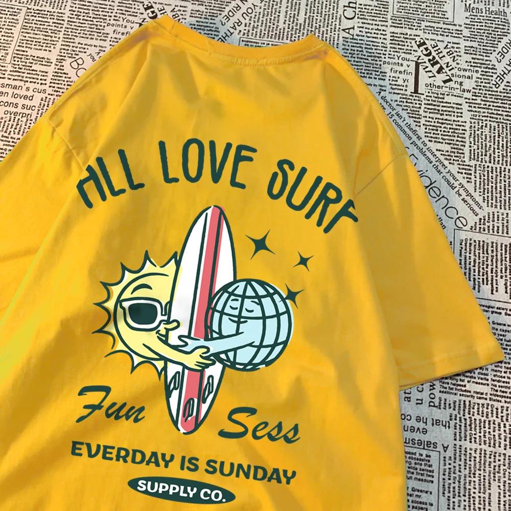 Soare și Pământ Toate Dragostea Surf Bărbați Femei Tricou Supradimensionat Lejer Haine Street Bumbac T Tricou Moda T-Shirts Casual Brand Tricou