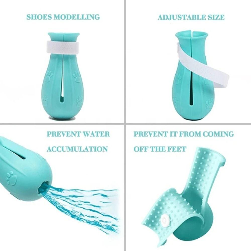 4Pcs Anti-Scratch Bite Cat Foot Shoes Adjustable Paw Nail Cover Boots  Washing Shoes