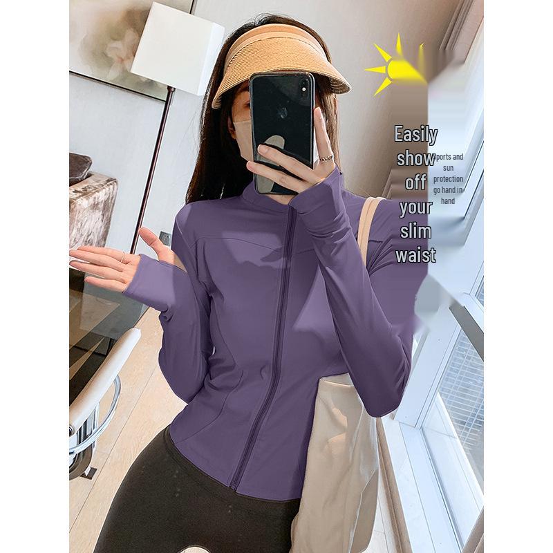 Women's Quick-Dry Stand Collar Fitness Jacket with Zipper - Breathable, Long Sleeve Sports Top for Running, Yoga, Outerwear.