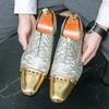 2025 New Casual Leather Shoes Men Superstar Brogues Formal Leather Shoes Oxford Gold Shoes Lace-up Hombres Silver Large Size 47