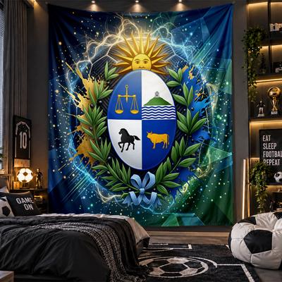 Wall Hanging Tapestry Uruguay Football Print Cloth for Living Room Bedroom Home Decor