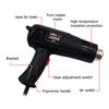 2000W 220V Advanced Hot Air Gun Temperatures for Shrink Wrapping Industrial Building Hair Dryer Adjustable Electric Heat Gun