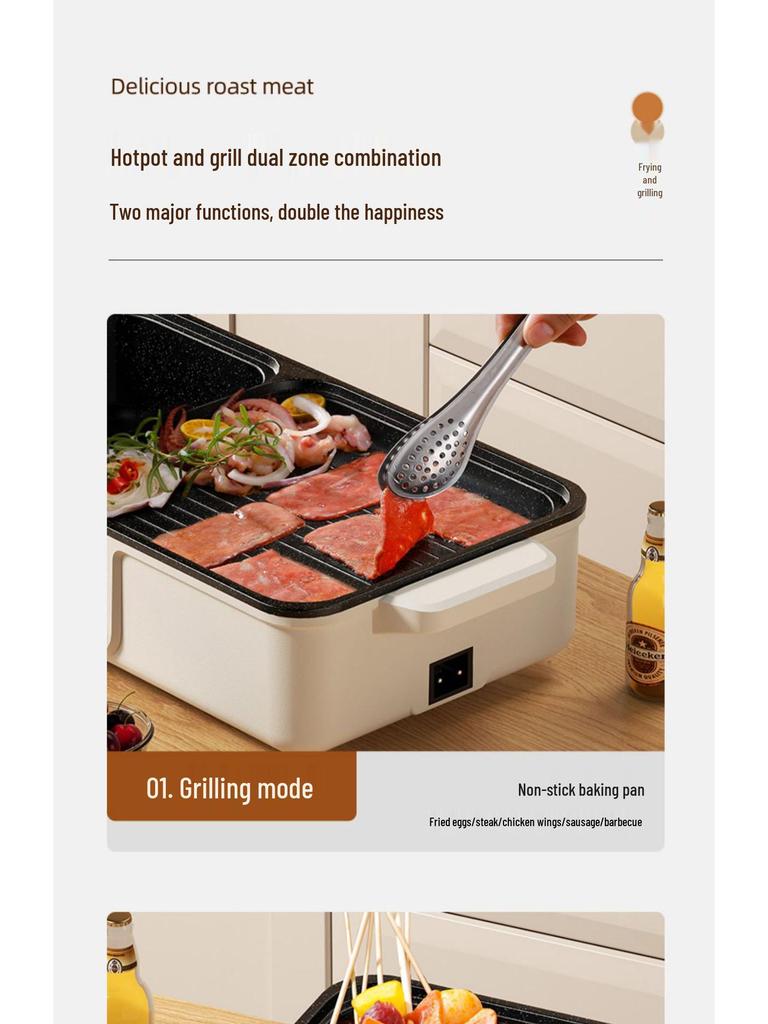 Multifunktionales Shabu-Shabu & Grill: Hochwertiger elektrischer Dämpf-, Koch- und Grilltopf