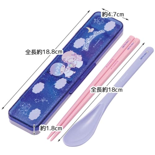 Skater Essstäbchen-Löffel-Kombinationsset, 18 cm, antibakteriell behandelt, Lunchbox für Erwachsene, kommt mit Silikonkissen und macht kein Geräusch, hergestellt in Ja