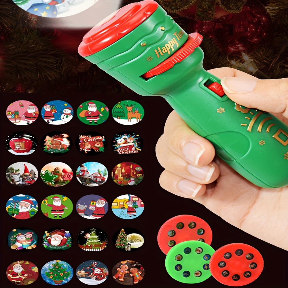 Christmas Kids Projector Flashlight with 24 Holiday Patterns - Santa, Reindeer, Snowmen, Presents - Battery-Powered Learning Toy for Toddlers