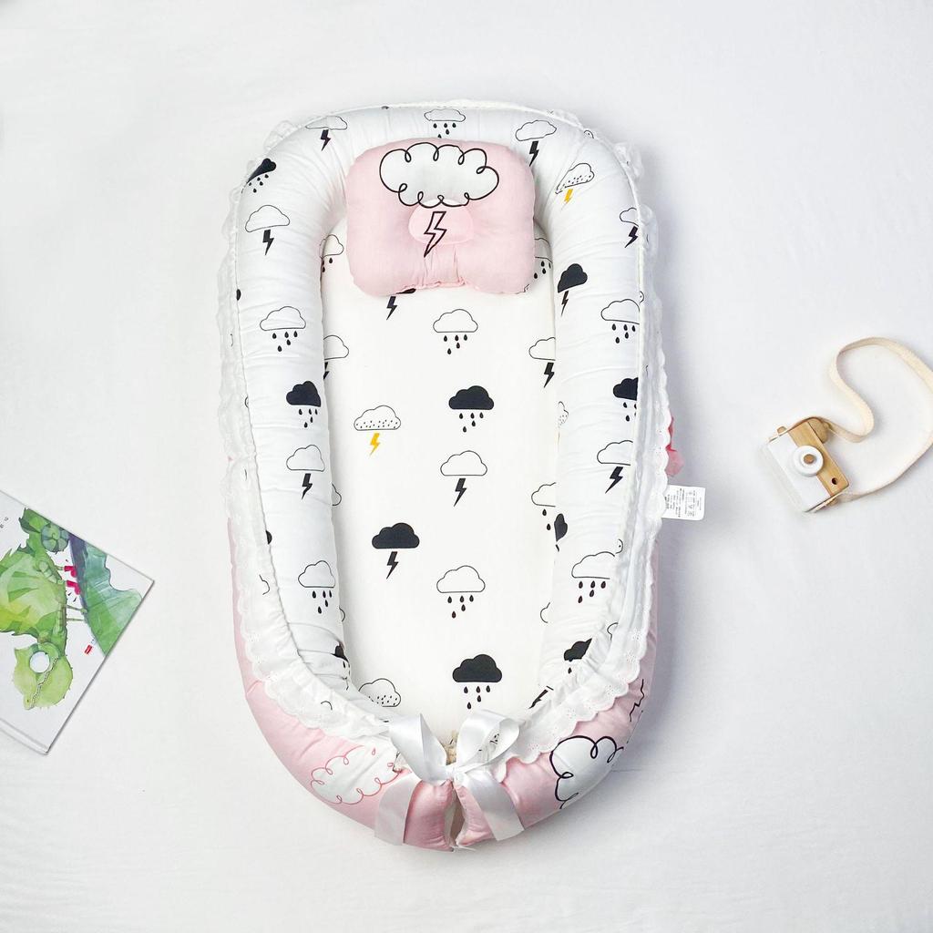 Pure Cotton Lace Removable & Washable Baby Nest Bed - Newborn Sleeping Bed