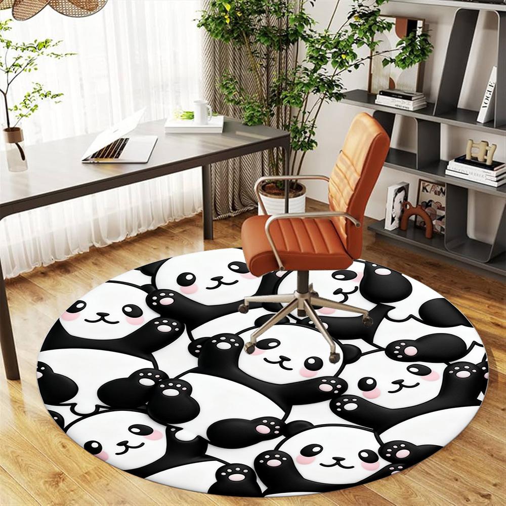 1pc Panda Cute Round Chair Mat Office Area Rug - Non-Slip, Floor Mat for Office, Bedroom, Ideal Home Decor Gift P0105041