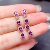Luxury Light Purple Gem Earrings For Women Creative Inlay Crystal Fashion Simple Long Glossy Drop Earings Engagement Jewelry
