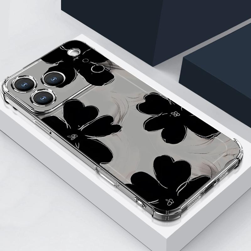 Pink Peony Floral Pattern Case For iPhone 17 Pro Max Coque iPhone 16 15 14 13 Pro Max 11 Shockproof Clear Soft Silicone Cover