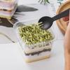50 stk Plast Dessertkopper Med Låg 400 ml Genanvendelig Cupcake Beholder Klar Firkantet Enkelt Dessertæske Forseglet Mousse Kageæske