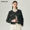 Women's Round-Neck Wool Blend Short Coat