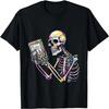 Funny Cool Skeleton Reading with Ereader Cubism Abstract T-Shirt