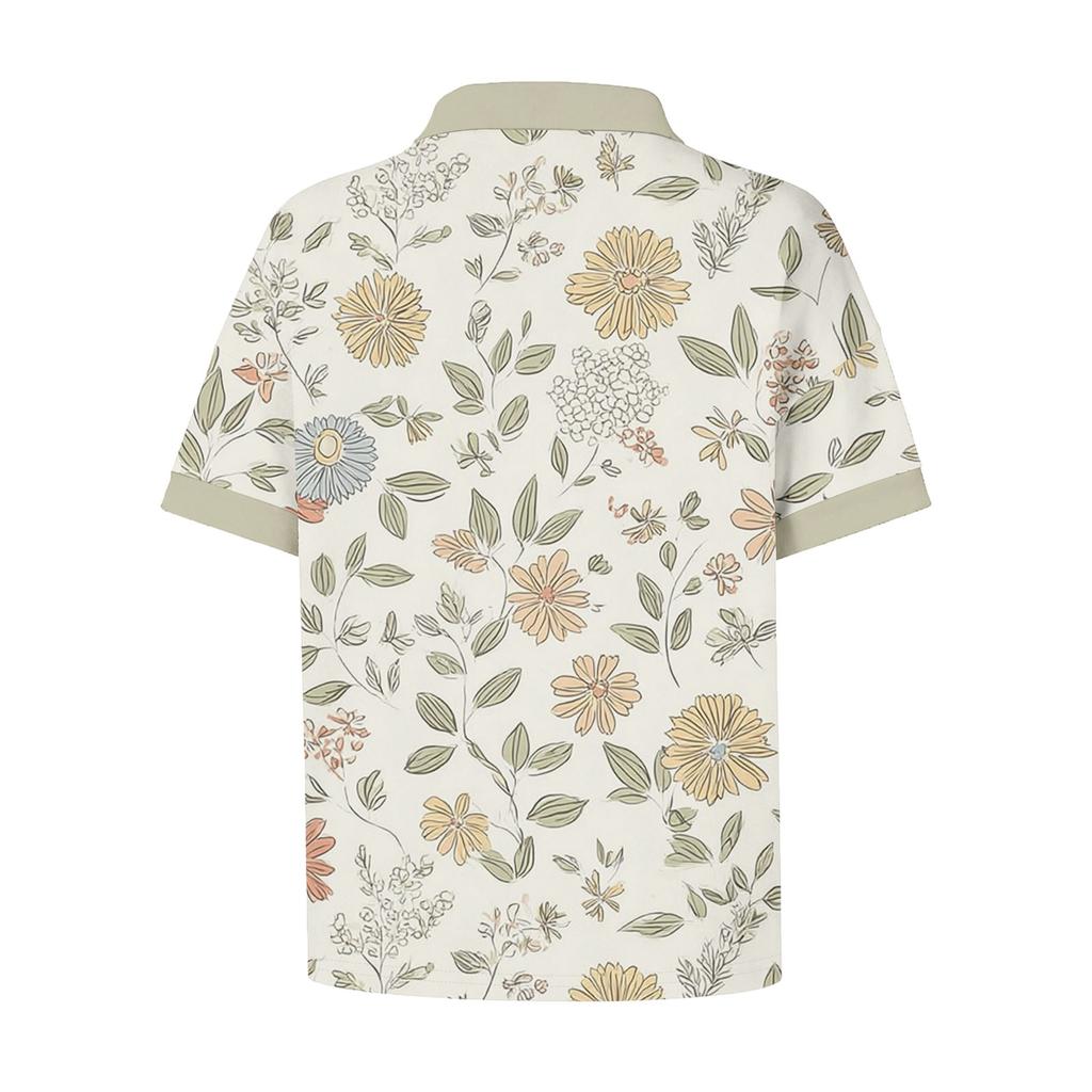 Modna i casualowa damska letnia bluzka z dekoltem V, patchworkowa, z krótkim rękawem i kwiatowym wzorem