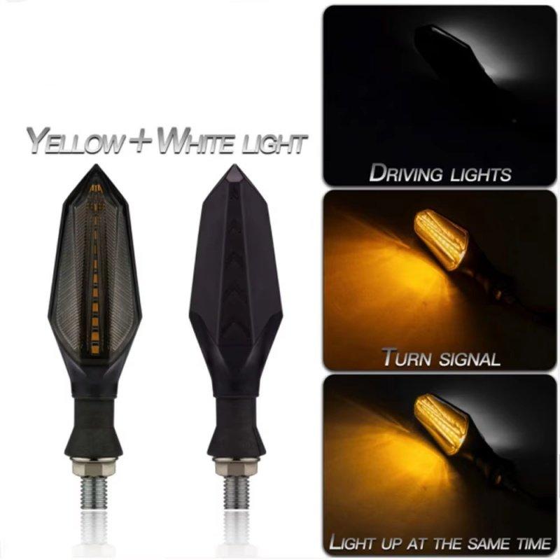 Motorcycle Turn Signal LED Indicator Blinker Light White Amber DRL Arrows LED Sequential Flowing 12V 10mm For Honda For Yamaha
