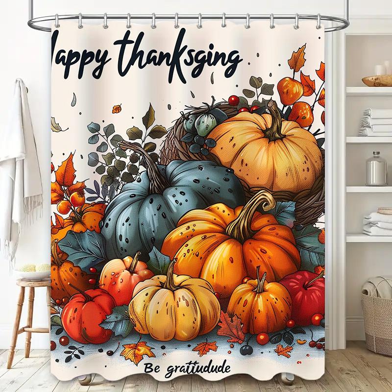 1Pccute Fall Harvest Pumpkin Shower Curtain Festive Autumn Decor For Bathroom Kids Room