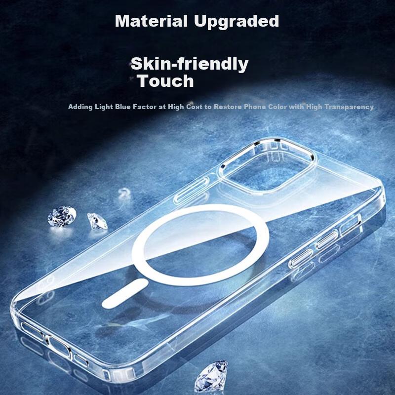 AI Button Transparent MagneticCase for Apple IPhone 16 Pro, Slim Shockproof Sweat-Resistant Fashion Simple Soft, Transparent