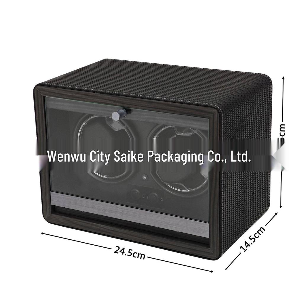 Silent Dual Watch Winder, Intelligent 2-Position Leather and Wood Design
