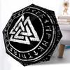 Valknut Print Automatic Umbrella, 8 Rib Iron Frame, Plastic Handle, Suitable for Outdoor Travel &Daily , Ideal Gift