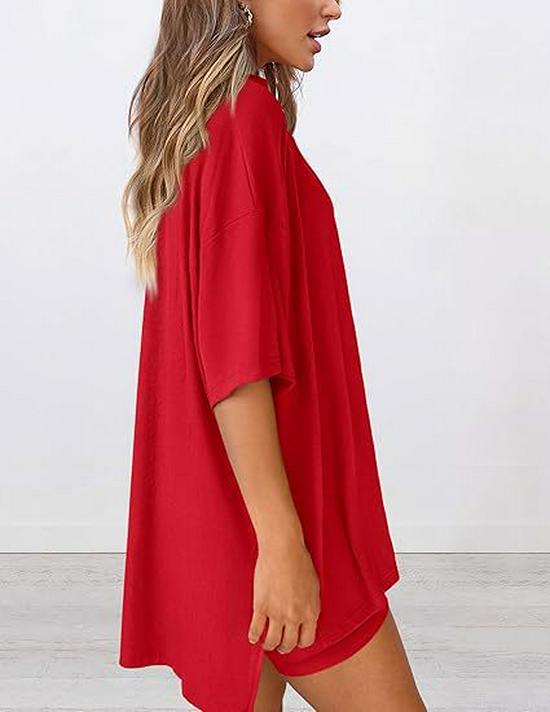 2025 Spring/Summer Loose Casual Solid Color Short-Sleeved Top and Shorts Set