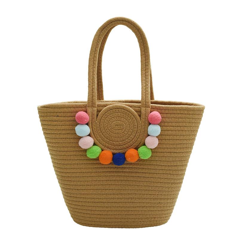 

Премиальный нишевый мешок с чувством, женский 2025 весенний новый плетеный мешок, соломенный пляжный отпуск, портативный мешок-ведро хаки