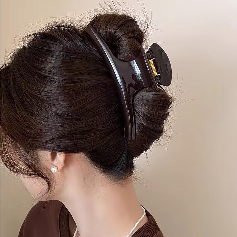 

French High-End Oversized Acrylic Hair Clip - Versatile Curved Claw Style for Women