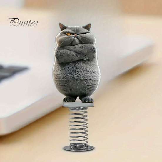 Durable Acrylic Car Ornament Gifts Cute Cat/Dog Dashboard Ornaments, 2D Flat Decorations Spring Swaying Ornaments with Self Adhesive Swing Base