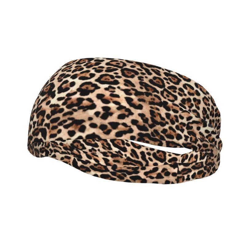 

Brown Leopard Sports Sweatband Head Bands Unisex Sweat Absorbing Non-Slip Headbands for Running Yoga Workout Fitness and Gym