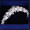 Trendy Rhinestone Pearl Crystal Crown Headband Flower Bride Hair Accessories Gold Crown Bride Wedding Crown Hair Accessories