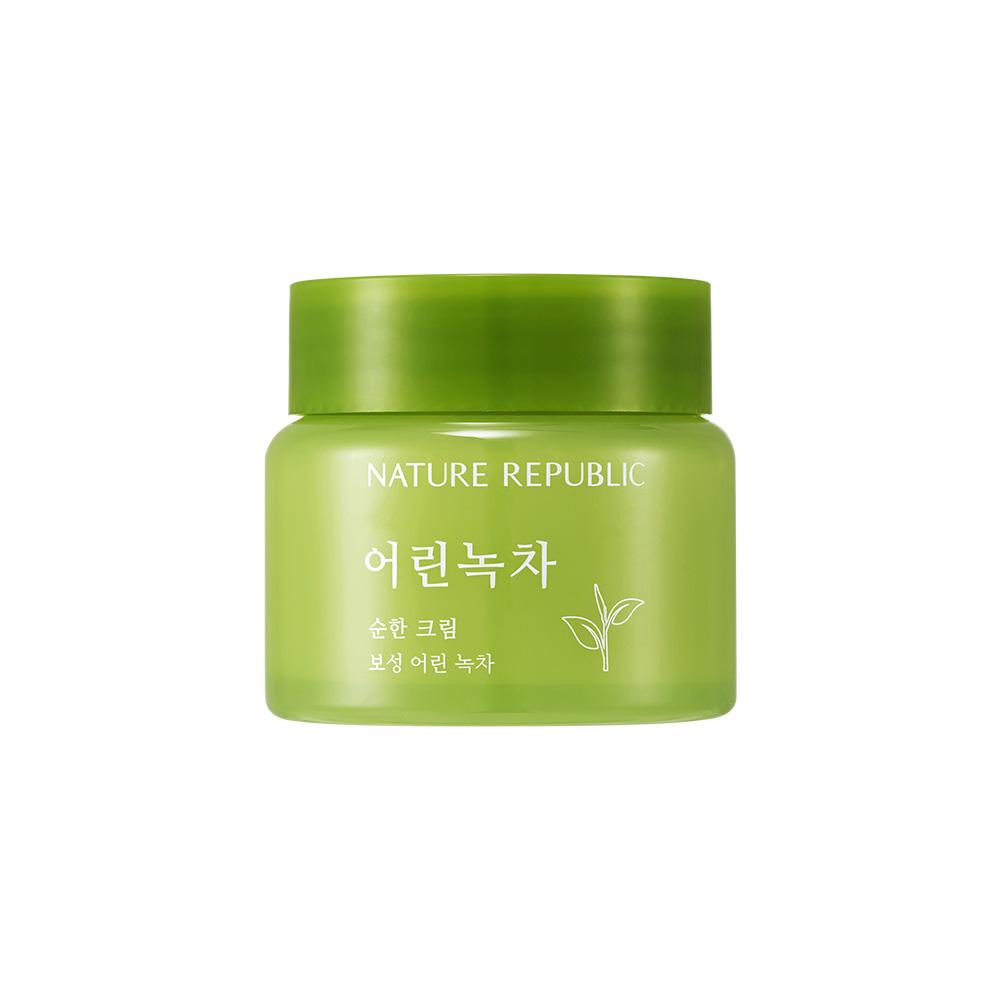 Nature Republic Mild Green Tea Cream – Soothing & Moisturizing Face Cream (55ml / 1.85 fl.oz)