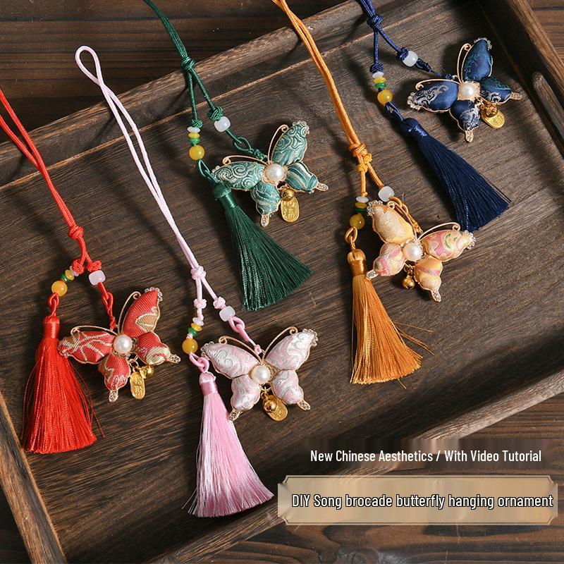 DIY Butterfly Brocade Pendant Kit - Handmade Car Accessory & Dragon Boat Festival Souvenir