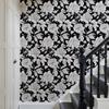 Schwarz-Weißes Florales Retro-Hintergrundbild Selbstklebende Schrankaufkleber für Möbel Vintage Wasserdichtes PVC Heimdekor