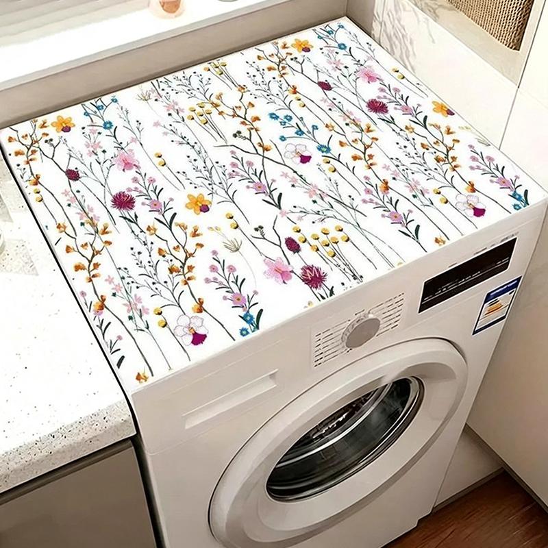 Vivid Pattern Absorbent Drain Mat Non-Slip Washing Machine Dust Cover Pad for Small Space Laundry Area Use