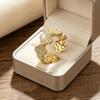 Gold Plated Diamond Four-Leaf Clover Open Ring