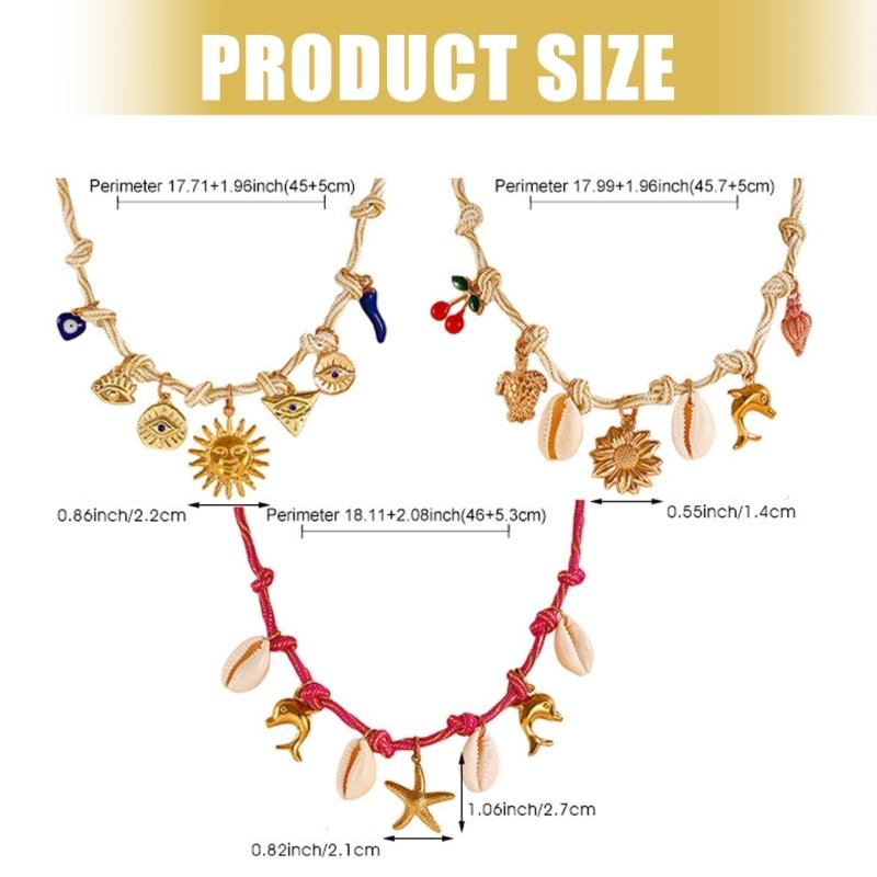 Summer Vacation Jewelry Bohemian Inspired Shell Starfish Pendants Multi Strand Necklace Handmade Gift For Her